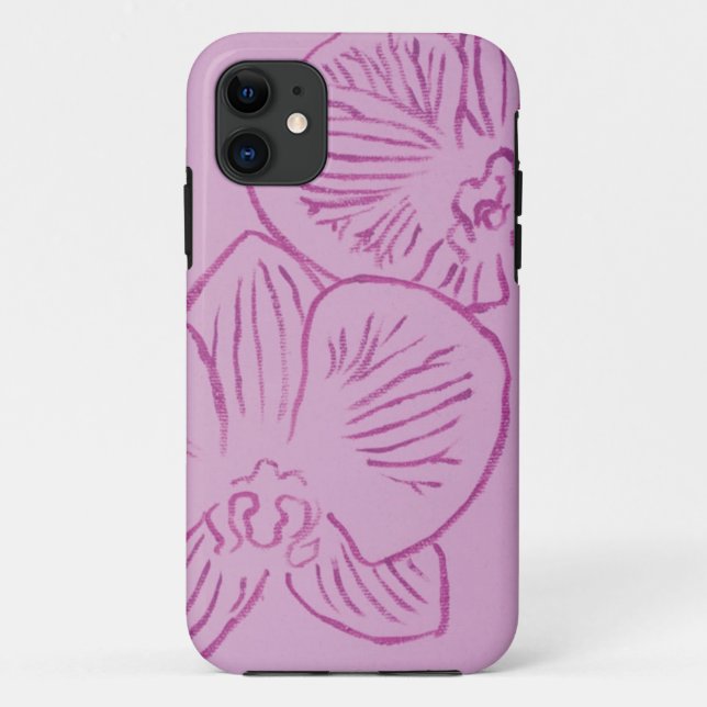 Capa Para iPhone 11 Arte abstracta roxa da orquídea (Verso)