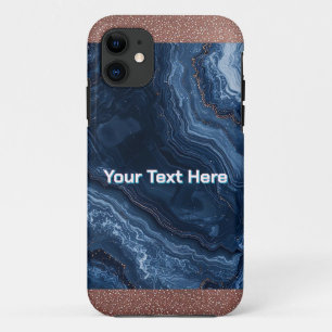 Capa Para iPhone 11 Arte Abstrata de Bola de Gude Azul com Acentos de