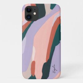 Capa Para iPhone 11 Arte abstrata moderna colorida Nome personalizado