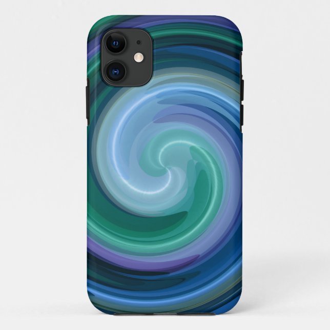 Capa Para iPhone 11 Arte Abstrato espiral azul (Verso)