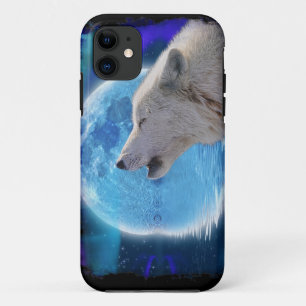 Capa Para iPhone 11 Arte ártica dos animais selvagens do lobo, da lua