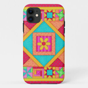 Capa Para iPhone 11 Arte colorida amarela vermelha da edredão de