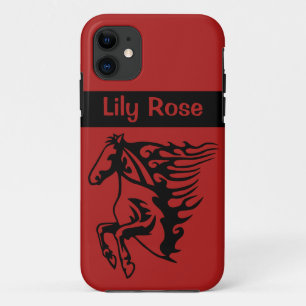 Capa Para iPhone 11 Arte da Linha Vermelha de Raça Steed Race Horse B