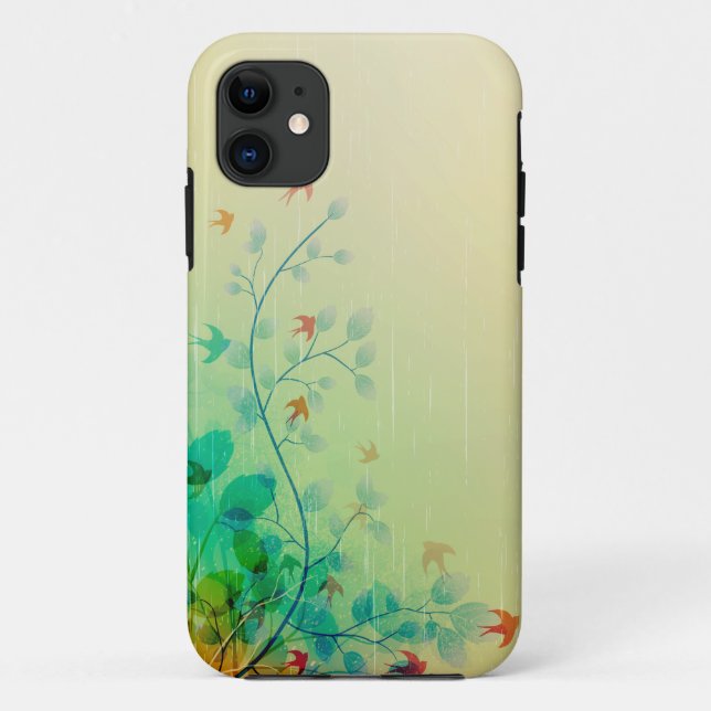 Capa Para iPhone 11 Arte de Abstrato Floral Moderna Primavera (Verso)