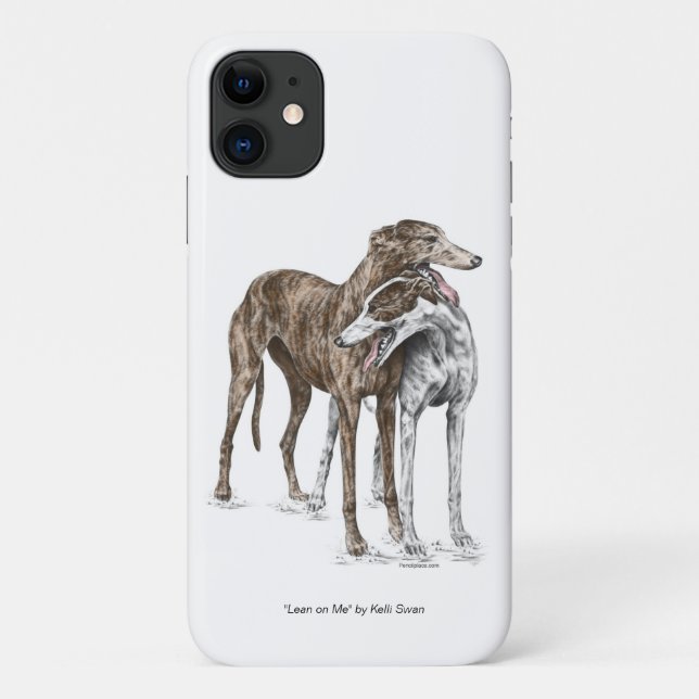 Capa Para iPhone 11 Arte de Cachorro de Dois Amigos Greyhound (Verso)