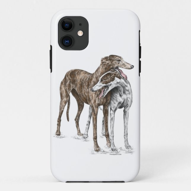 Capa Para iPhone 11 Arte de Cachorro de Dois Amigos Greyhound (Verso)