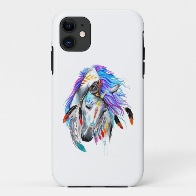 Capa Para iPhone 11 Arte de Cavalo (Verso)