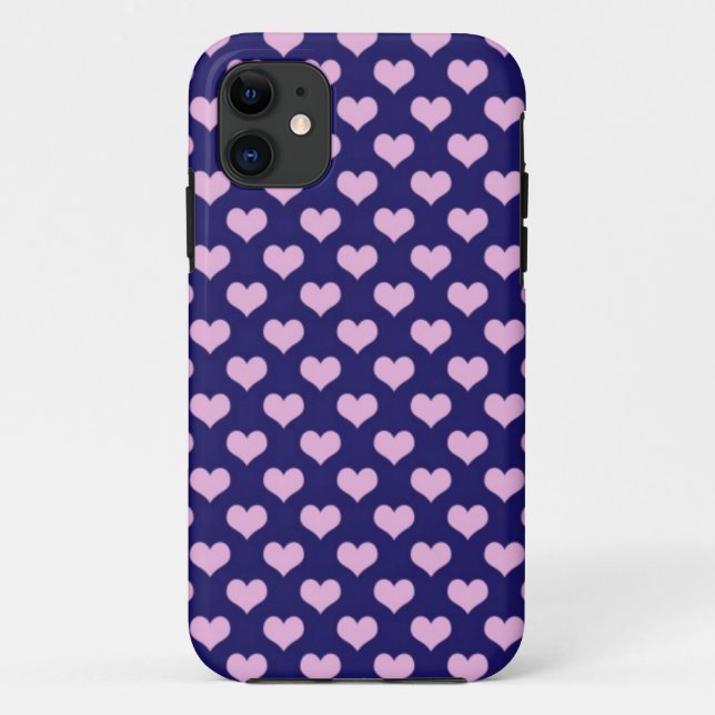 Capa Para iPhone 11 Arte de Corações Rosa (Verso)