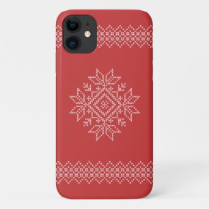 Capa Para iPhone 11 Arte de floco de neve de malha natalícia sazonal