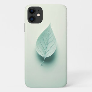 Capa Para iPhone 11 Arte de Folha Verde de Hortelã Minimalista - Estét