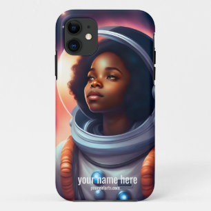 CAPA PARA iPhone 11 ARTE DE INSPIRAÇÃO ASTRONAUTA DE GAROTA NEGRA
