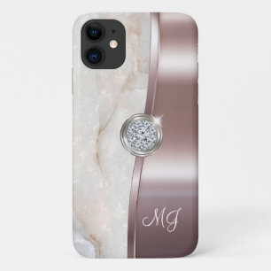 Capa Para iPhone 11 Arte de Joias de Diamante com Monogramas Dourados 
