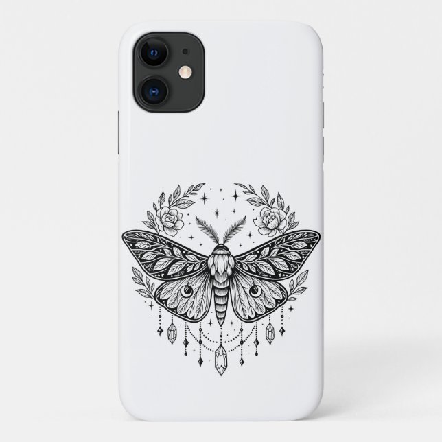 Capa Para iPhone 11 Arte de Linha Botânica Celestial Mística Gótica de (Verso)