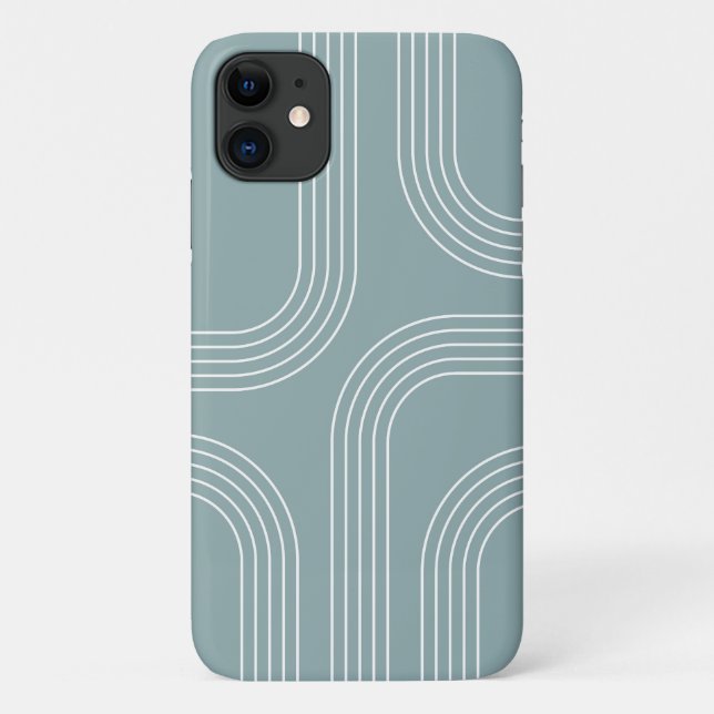 Capa Para iPhone 11 arte de linha do estilo do Meio século abstrato (Verso)