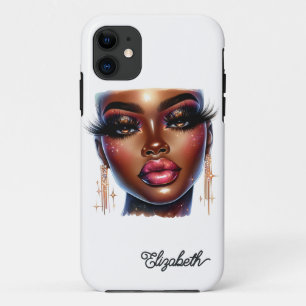 Capa Para iPhone 11 Arte de Moda Afro Rainha Melanina Chic
