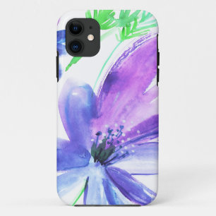 Capa Para iPhone 11 Arte de pintura a aquarela de flor azul