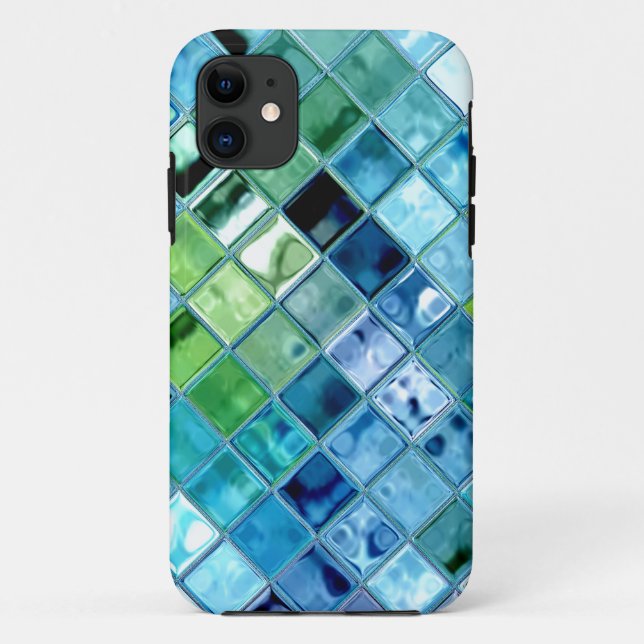Capa Para iPhone 11 Arte de vidro do azulejo de mosaico da cerceta do (Back)