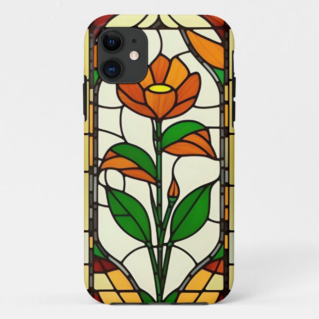 Capa Para iPhone 11 Arte de Vidro Manchado Elegante (Verso)