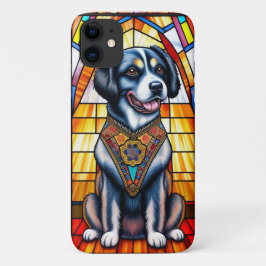 Capa Para iPhone 11 Arte de Vidro Pintado com Retrato de Cachorro