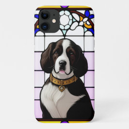 Capa Para iPhone 11 Arte de Vitral com Retrato de Cachorro