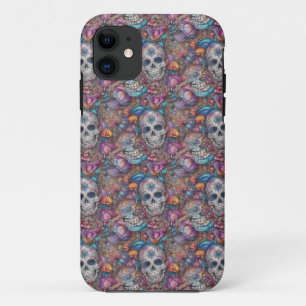 Capa Para iPhone 11 Arte do Crânio do Açúcar - Dia da Mancha Morta