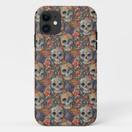 Capa Para iPhone 11 Arte do Crânio do Açúcar - Dia Festivo dos Mortos