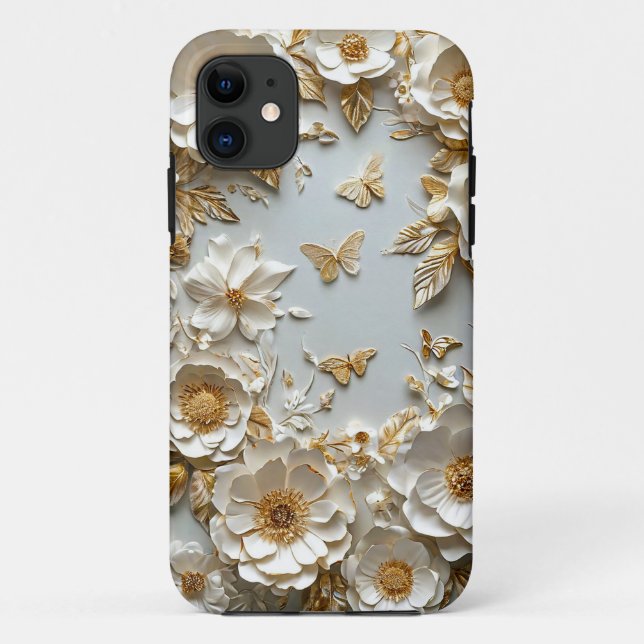 Capa Para iPhone 11 ✨ Arte em Papel Bloom & Butterfly 🌸 Corte Delicad (Verso)
