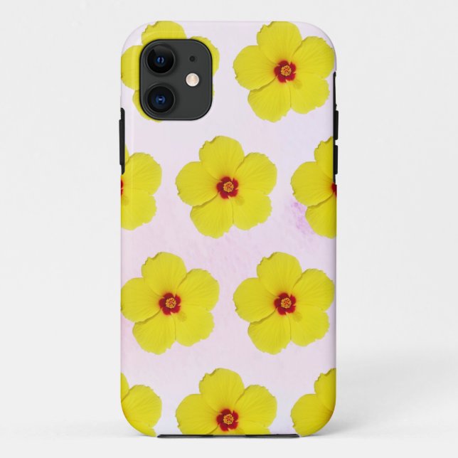 Capa Para iPhone 11 Arte Flor Amarela Hibiscus (Verso)