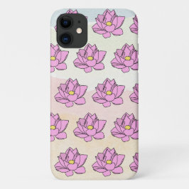 Capa Para iPhone 11 Arte Flor do Lotus Rosa