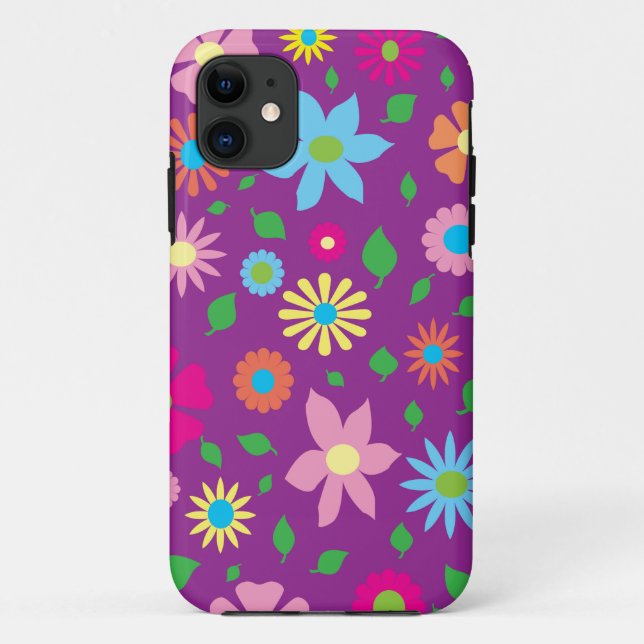 Capa Para iPhone 11 Arte floral colorida (Verso)
