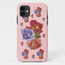 Capa Para iPhone 11 arte floral das rosas vermelhas das flores e dos
