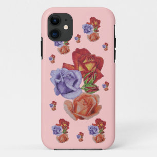 Capa Para iPhone 11 arte floral das rosas vermelhas das flores e dos