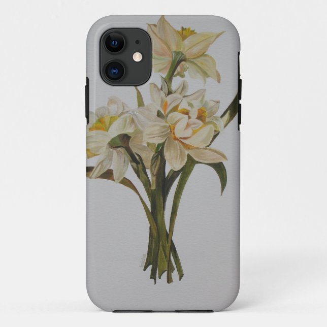 Capa Para iPhone 11 Arte Floral de Buquê Duplo Narcissi (Verso)