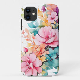 Capa Para iPhone 11 arte floral pastel