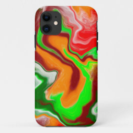 Capa Para iPhone 11 Arte Fluida Vermelha, Verde, Borgonha Colorida