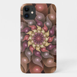 Capa Para iPhone 11 Arte fractal abstrata moderna surreal flor brilhan