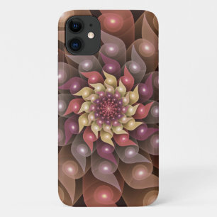 Capa Para iPhone 11 Arte fractal abstrata moderna surreal flor brilhan