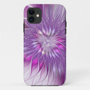 Capa Para iPhone 11 Arte Fractal Abstrato de Paixão Puro Rosa