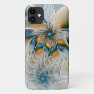 Capa Para iPhone 11 Arte Fractal, Abstrato Fantasia, Com Azul