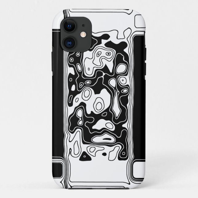 Capa Para iPhone 11 Arte Geométrica Preta E Branca 1 (Verso)