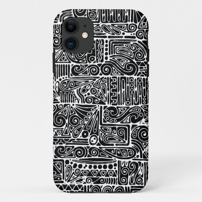 Capa Para iPhone 11 Arte Geométrica Preta E Branca 2 (Verso)