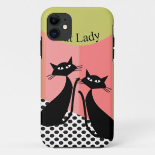 Capa Para iPhone 11 Arte lunática do gato preto