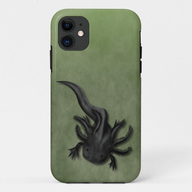 Capa Para iPhone 11 Arte Melanóide Negra Axolotl (Verso)