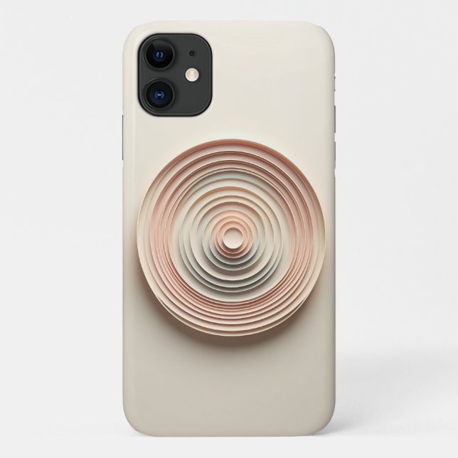 Capa Para iPhone 11 Arte Minimalista Moderna de Círculos Camadas Paste (Verso)