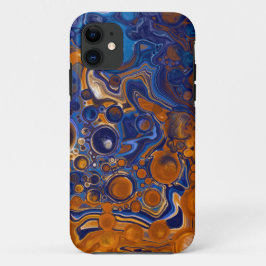 Capa Para iPhone 11 Arte Moderna Abstrato de Azul e Cobre