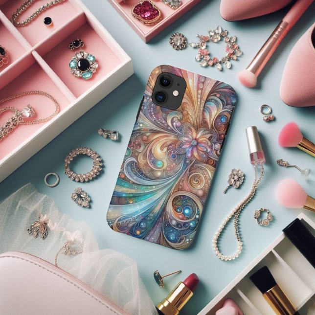 Capa Para iPhone 11 Arte Nova Abstrata Colorida Espelhada  (Criador carregado)