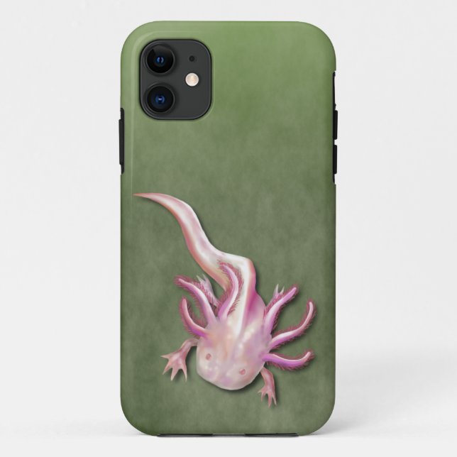 Capa Para iPhone 11 Arte "Peixe Andando" do Axolotl Branco (Verso)