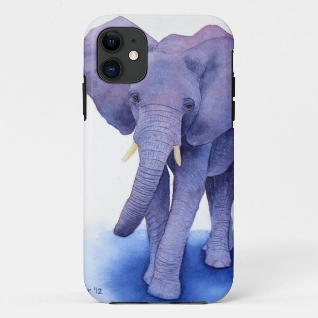 Capa Para iPhone 11 arte roxa da aguarela do elefante em artigos (Verso)