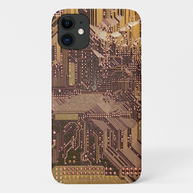 Capa Para iPhone 11 Arte tecnológica de placa de circuito cibernético  (Verso)