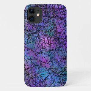 Capa Para iPhone 11 Arte Única de Linha Abstrato Roxa e Negra